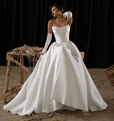 Атласные свадебные платья